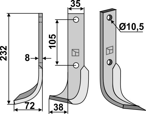 Blad 232 x 35 mm, vänster