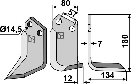 Blad 180 x 80 mm, höger