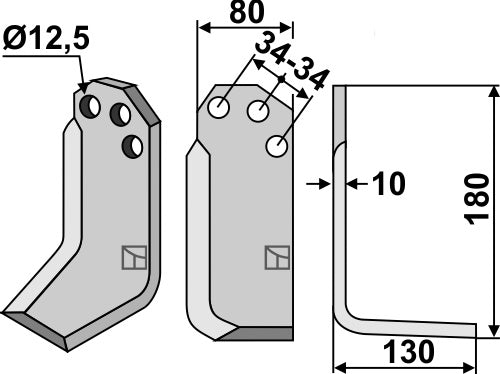 Blad 180 x 80 mm, höger