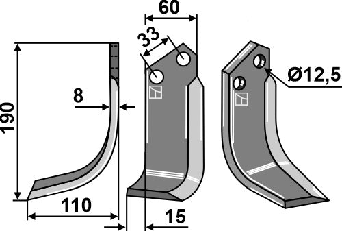Blad 190 x 60 mm, vänster
