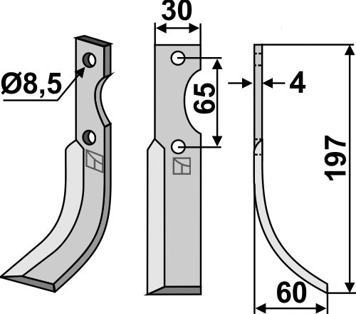 Blad 197 x 30 mm, höger
