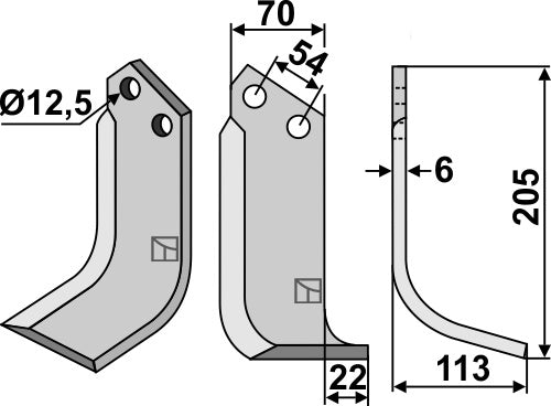 Blad 205 x 70 mm, höger