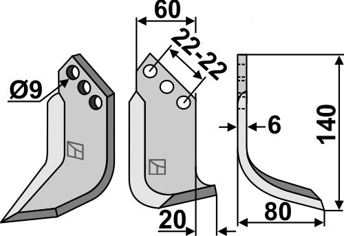 Blad 140 x 60 mm, höger