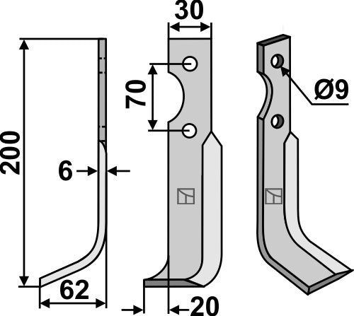 Blad 200 x 30 mm, vänster