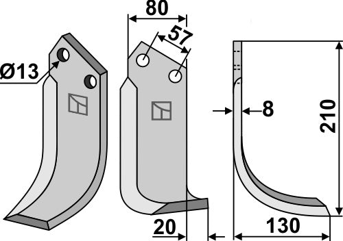 Blad 210 x 80 mm, höger