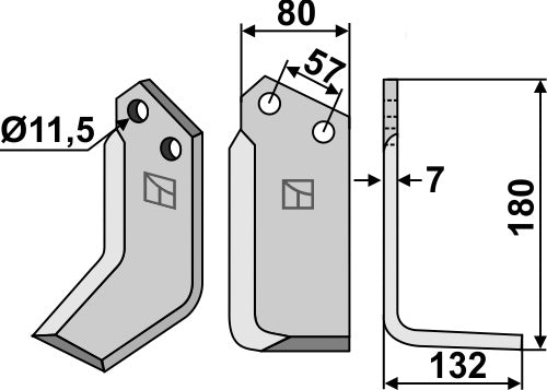 Blad 180 x 80 mm, höger