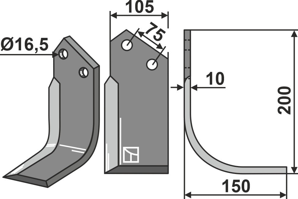 Blad 200 x 105 mm, höger