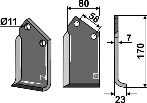 Blad 170 x 80 mm, höger