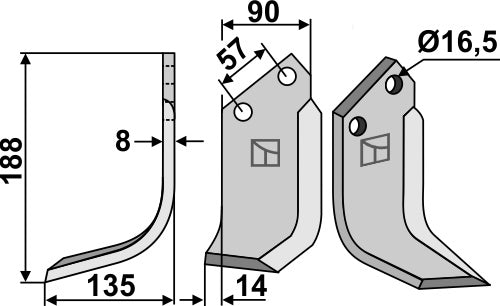 Blad 188 x 90 mm, vänster