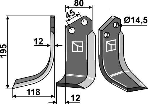 Blad 195 x 80 mm, vänster