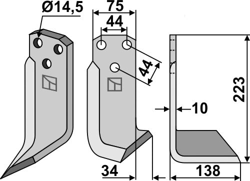 Blad 223 x 75 mm, höger