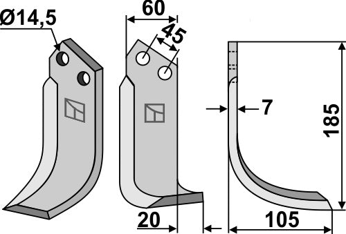 Blad 185 x 60 mm, höger