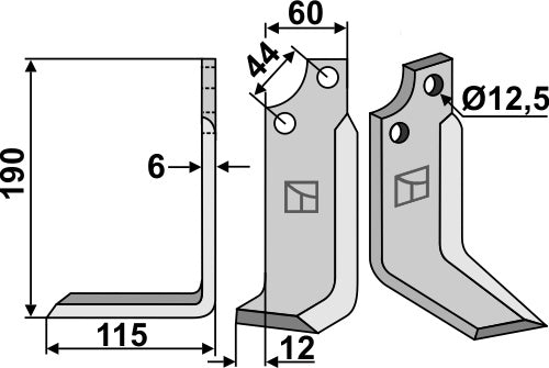 Blad 190 x 60 mm, vänster