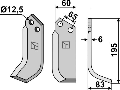 Blad 195 x 60 mm, höger