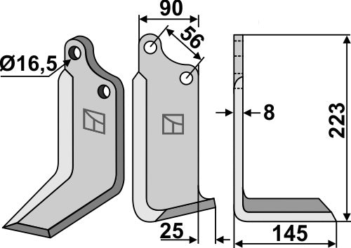 Blad 223 x 90 mm, höger