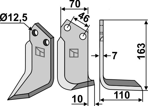 Blad 163 x 70 mm, höger