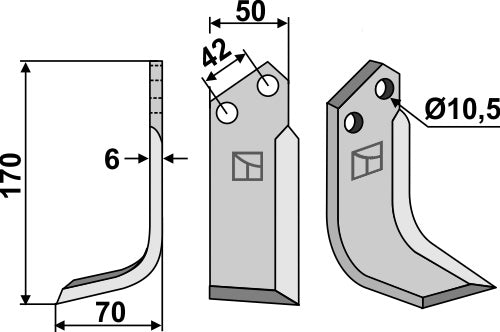 Blad 170 x 50 mm, vänster