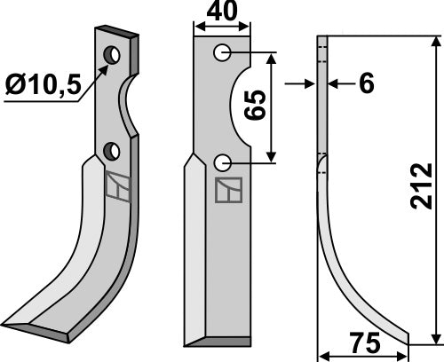 Blad 212 x 40 mm, höger