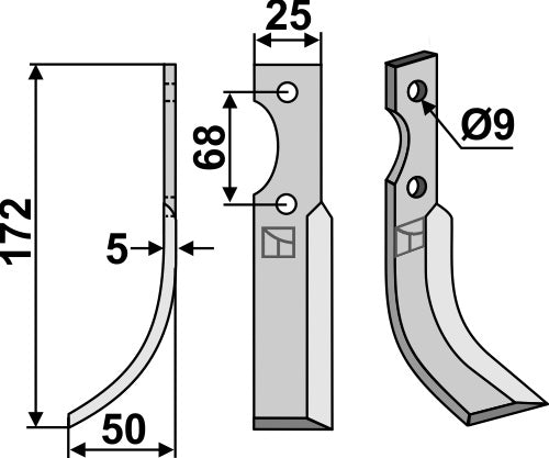 Blad 172 x 25 mm, vänster modell