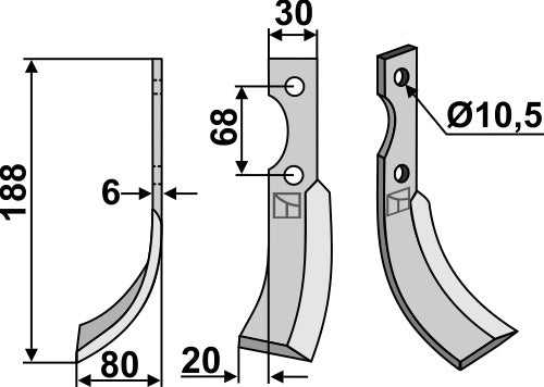 Blad 188 x 30 mm, vänster