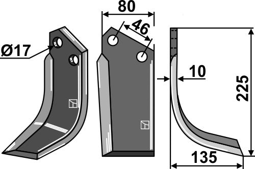 Blad 225 x 80 mm, höger