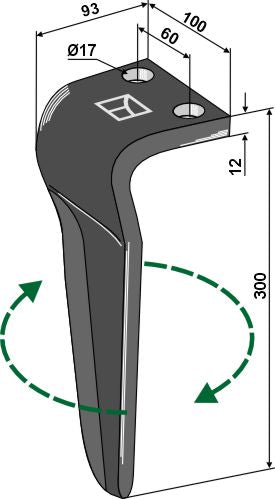 Tand för rotorkultivator 300 mm, höger