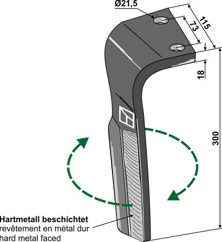 Tand till rotorharv, höger