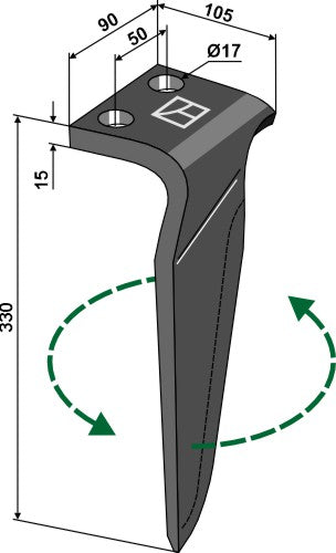 Tand till rotorharv, vänster