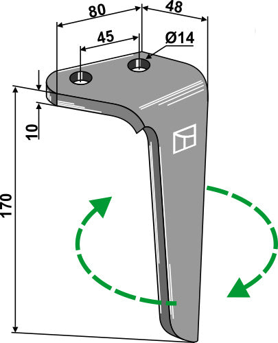 Tand till rotorharv, höger