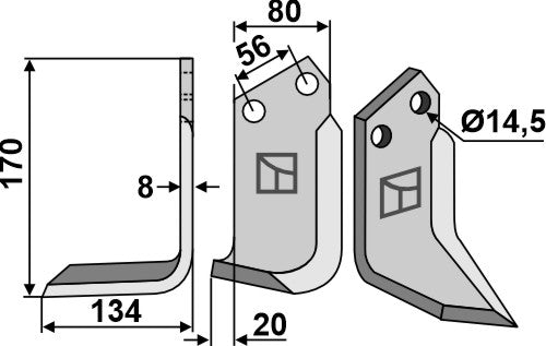 Blad 170 x 80 mm, vänster