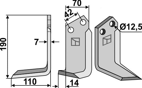 Blad 190 x 70 mm, vänster
