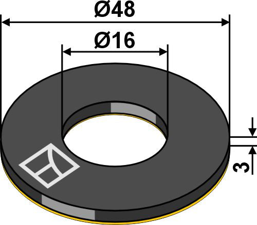 Dämpbricka Ø48x3xØ16 - EPDM självhäftande