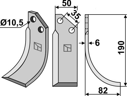Blad 190 x 50 mm, höger