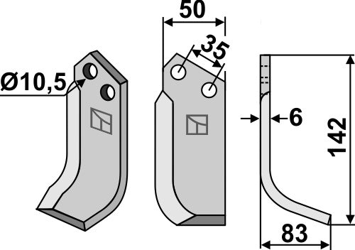 Blad 142 x 50 mm, höger