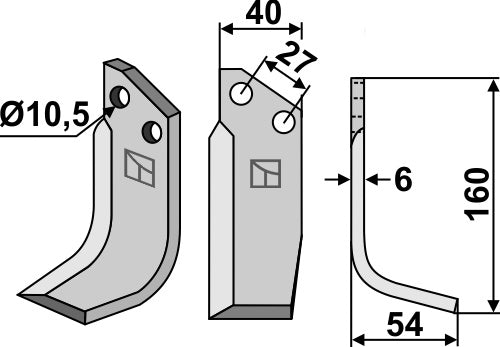 Blad 160 x 40 mm, höger